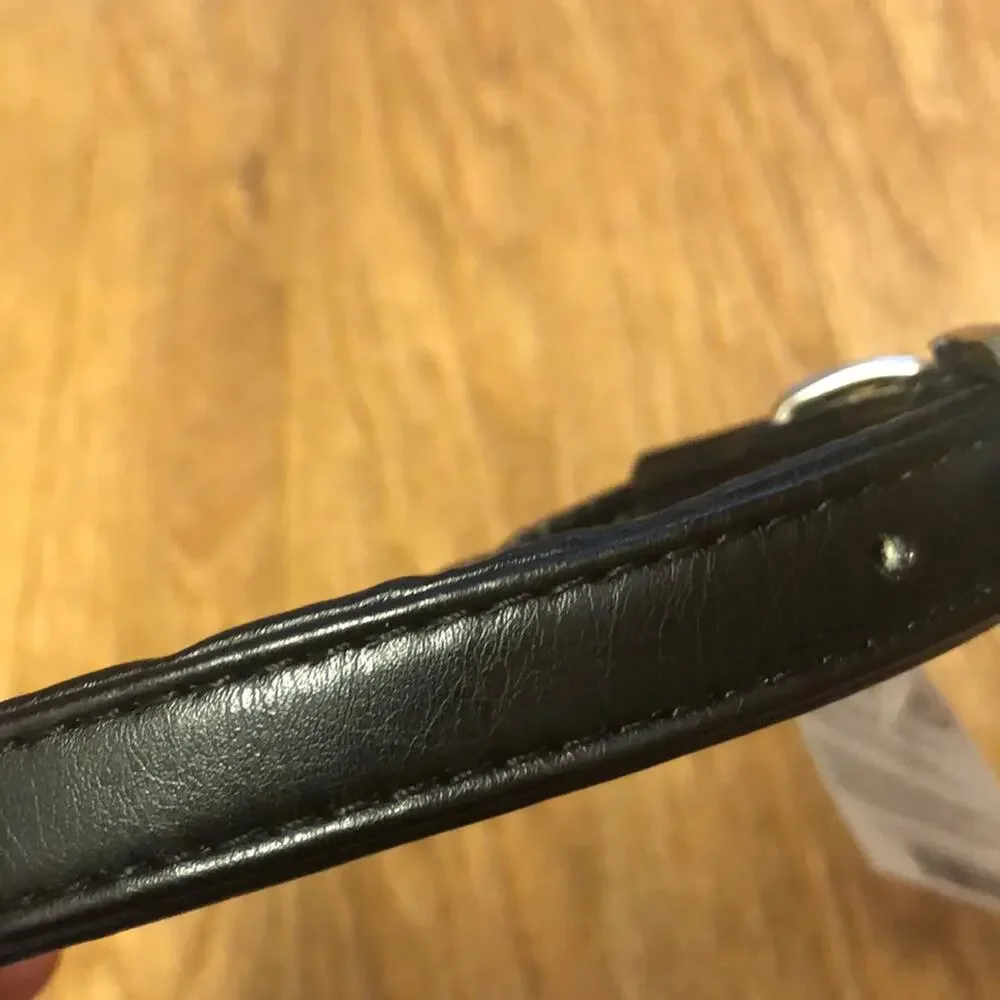 Martha Stewart Black and Silver Leather Buckle Dog Collar Size 16